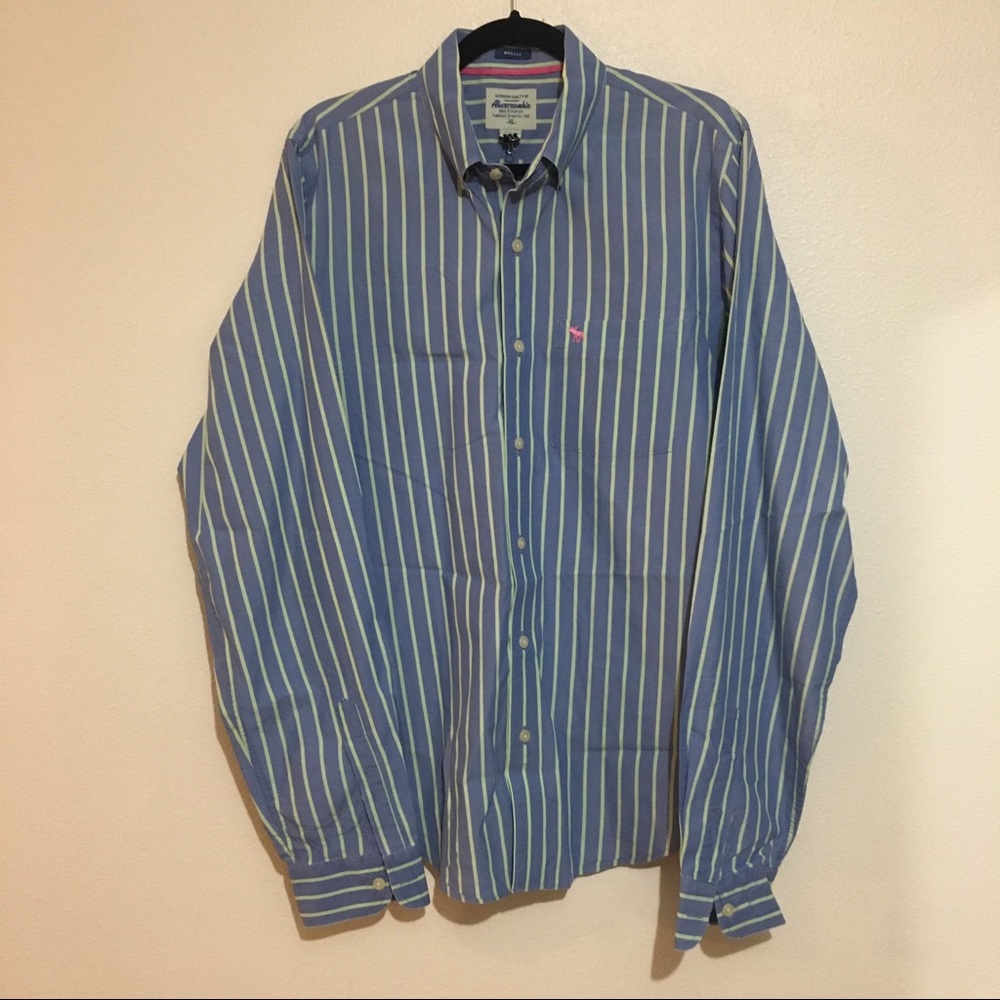 Abercrombie & Fitch Muscle Dress Shirt Striped XL
